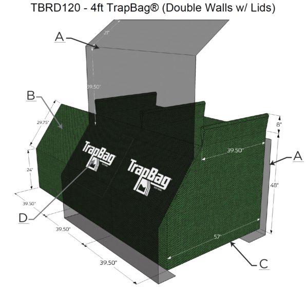 TrapBag 4 foot double walls with lids