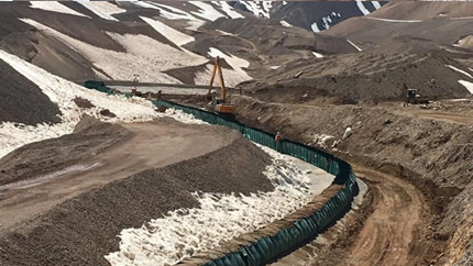 Barrick Gold mine in Argentina with TrapBag spill containment barrier
