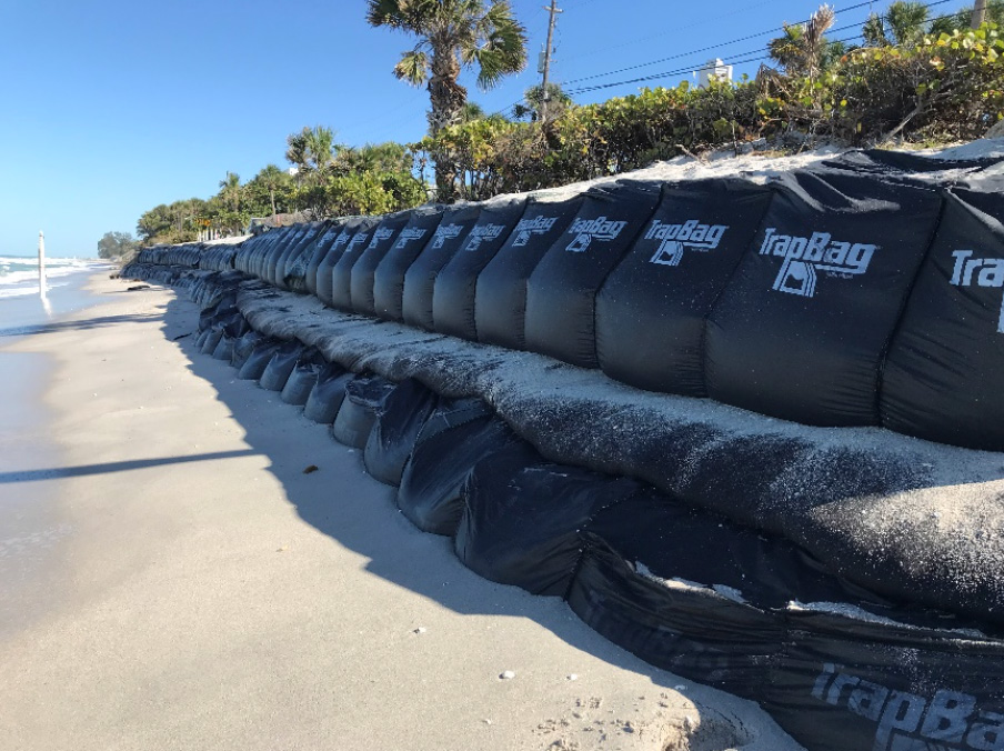 TrapBags used as an erosion control barrier in Sarasota, Florida