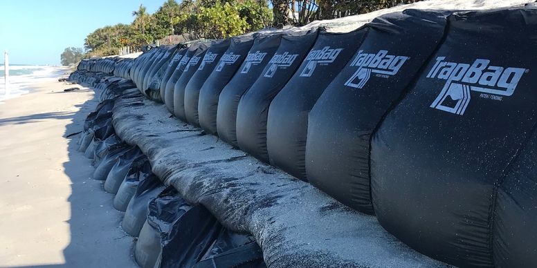 TrapBags set up for coastal erosion control