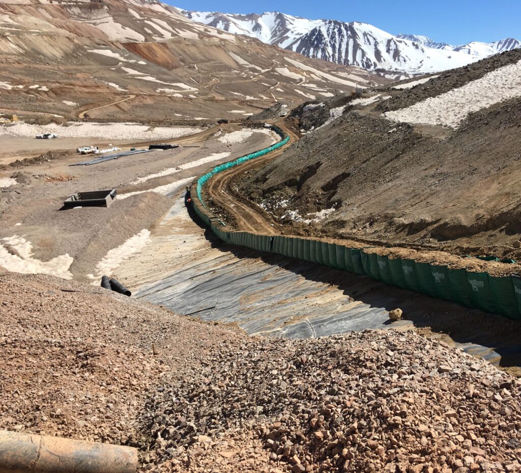 Barrick Gold mine in Argentina with TrapBag spill containment barrier