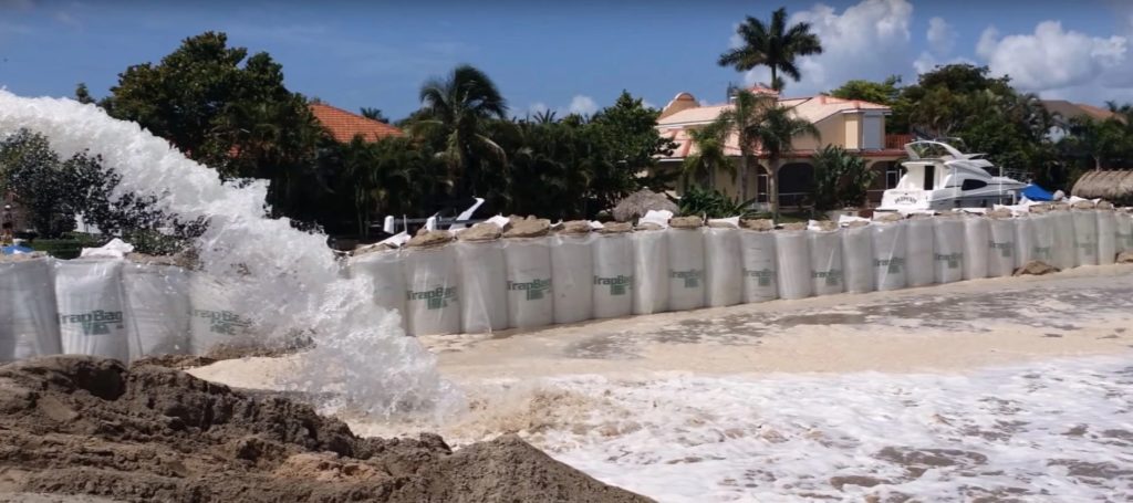 TrapBags as a temporary dike protecting a residential neighborhood