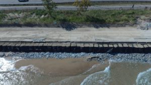 Temporary barriers along shoreline