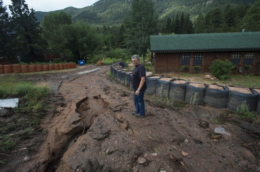 Mudflow and debris flow in Manitou Springs, Colorado