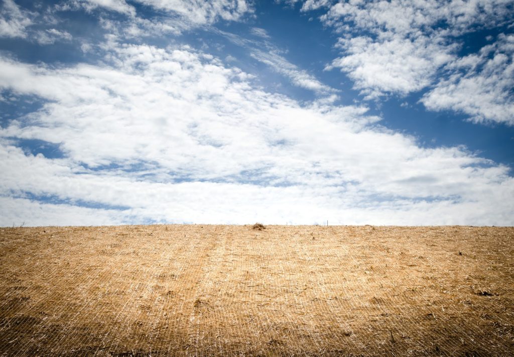 Erosion control blanket and sky