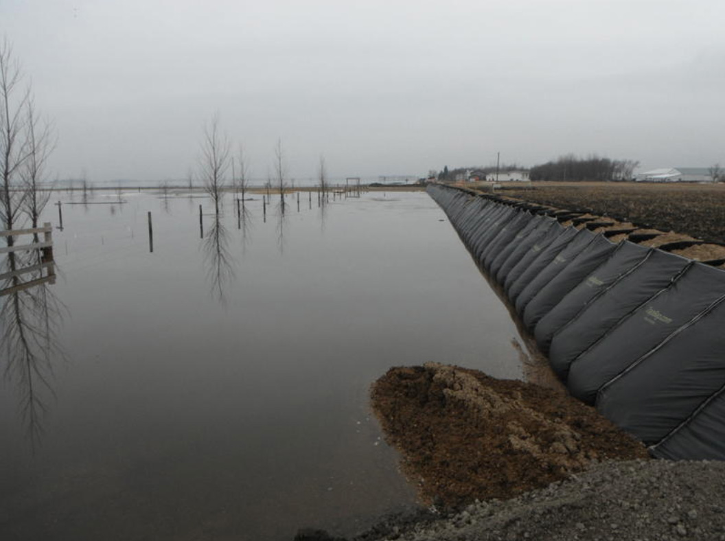 TrapBags used as a temporary levee